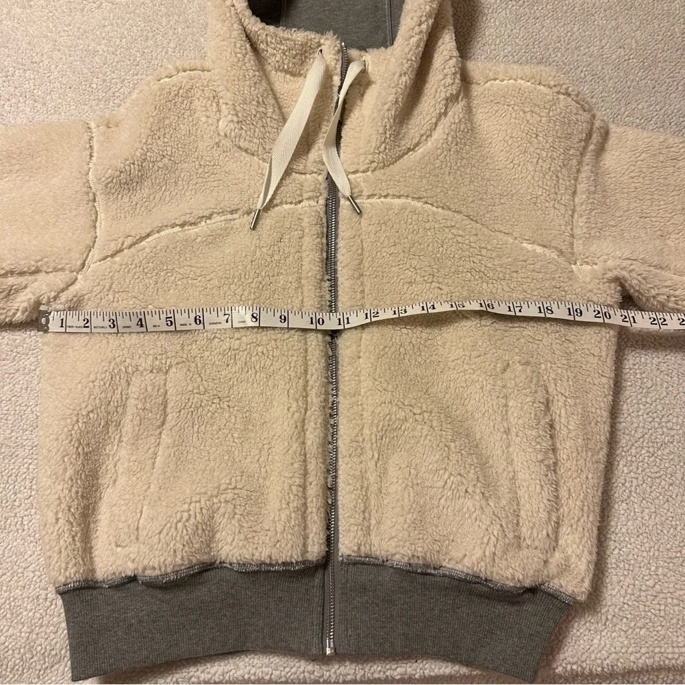 lululemon athletica Cream Teddy Zip-Up Jacket with Gray Trim
